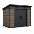 Abri de jardin en plastique noir et imitation bois avec cadre en acier 3x2 m