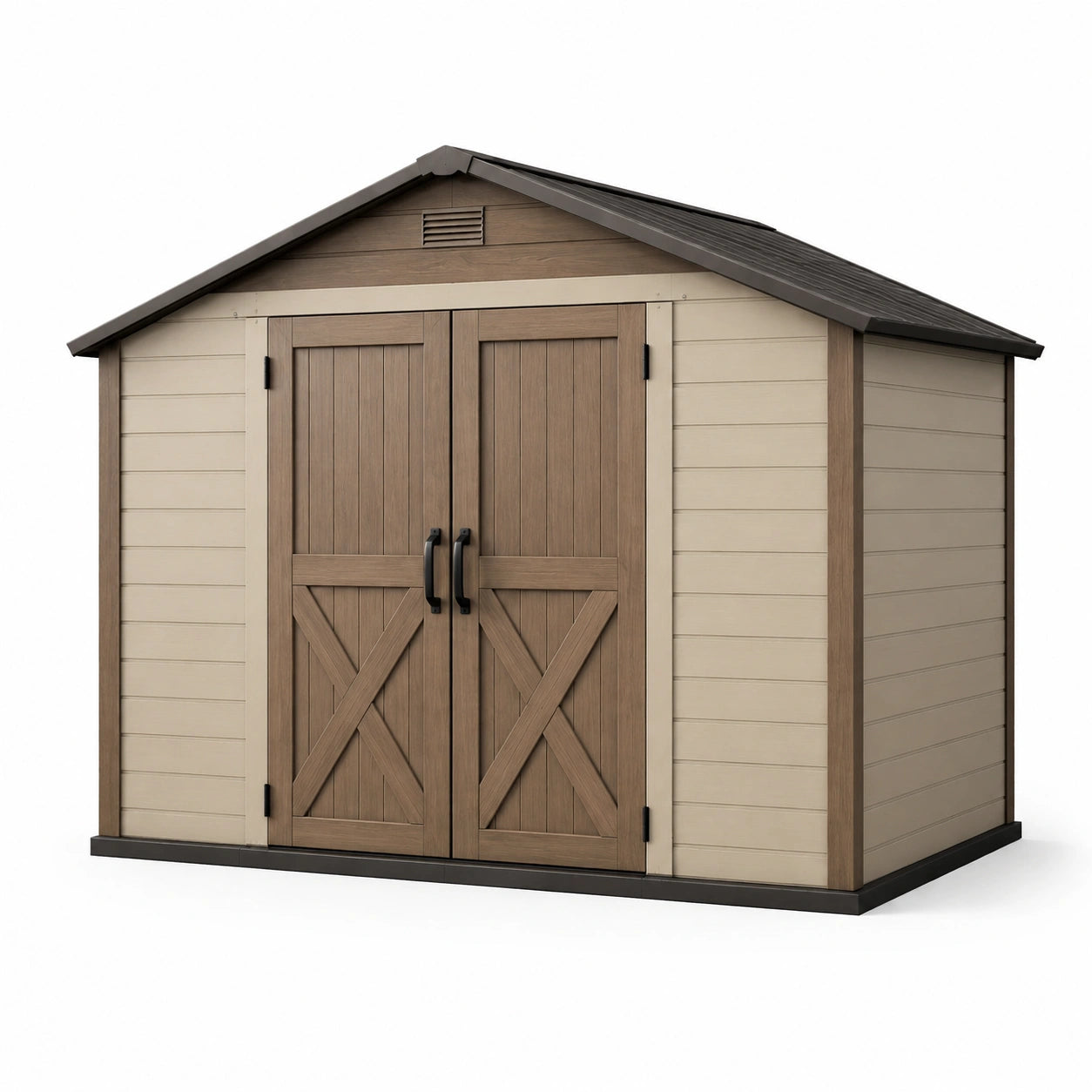 Abri de jardin en résine marron et beige 300x250x210 cm