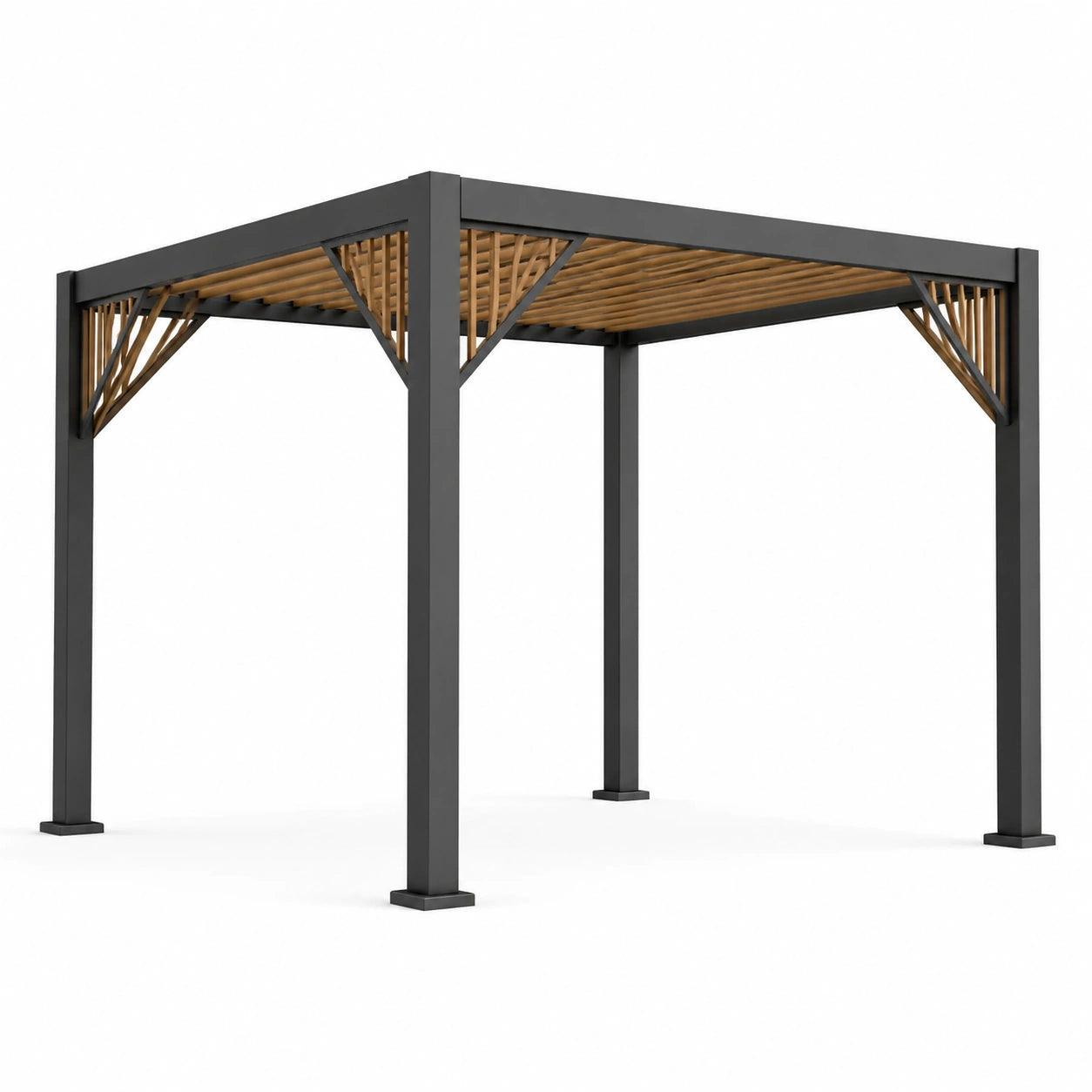 Pergola en métal et bois noir 300x300x250 cm