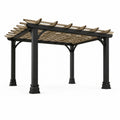 Pergola en aluminium noir avec toit en cèdre, 4m x 3m