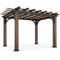 Pergola en aluminium et bois composite brun/noir 300 x 300 x 250 cm