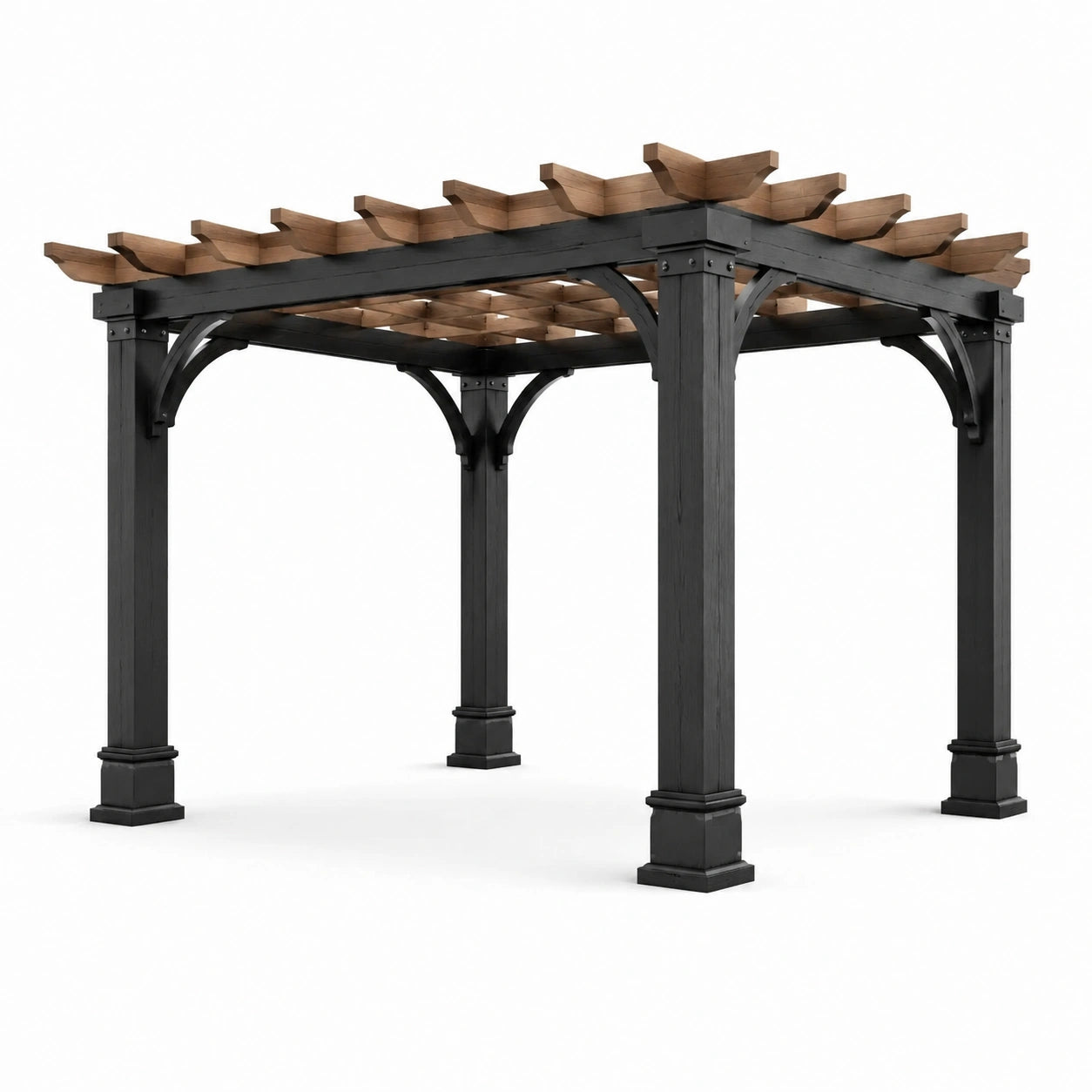 Pergola en bois et métal noir 300x300x250 cm