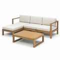 Ensemble de salon de jardin en bois avec coussins crème