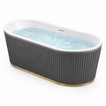 Baignoire îlot acrylique blanc/gris avec base en métal doré
