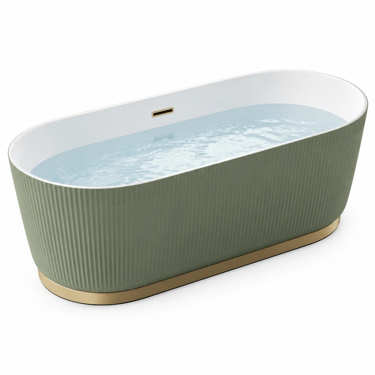 Baignoire îlot ovale en acrylique avec base en acier inoxydable