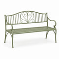 Banc de jardin en métal vert ornementé 120x40x90 cm