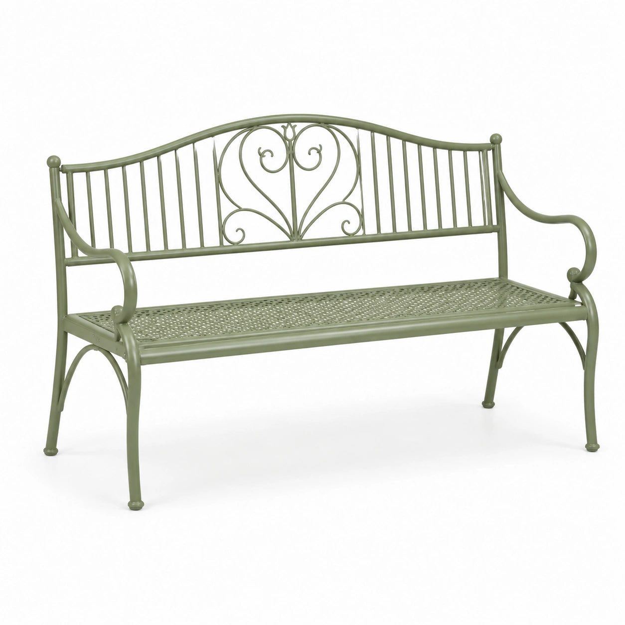 Banc de jardin en métal vert ornementé 120x40x90 cm