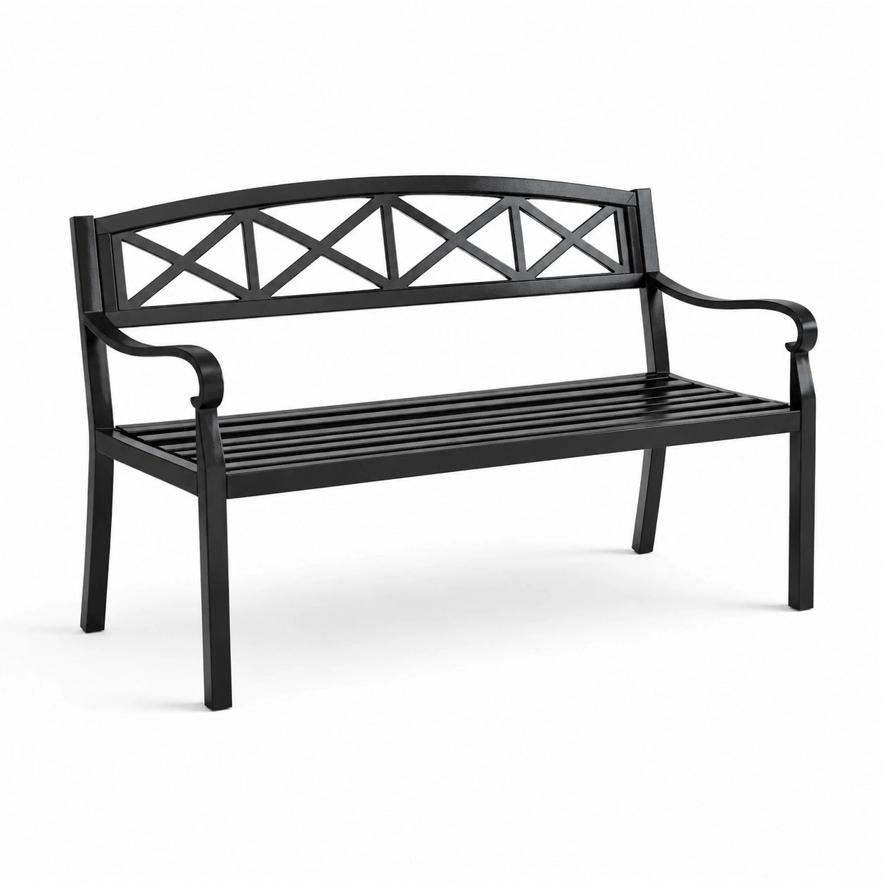 Banc de jardin en métal noir 120 cm