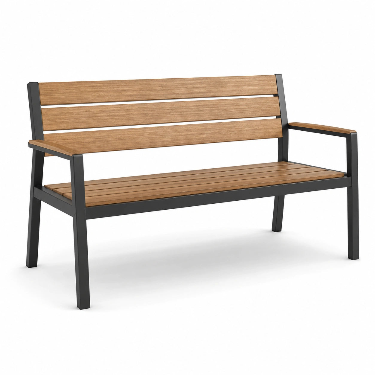 Banc de jardin en métal et bois d'acacia 120 cm