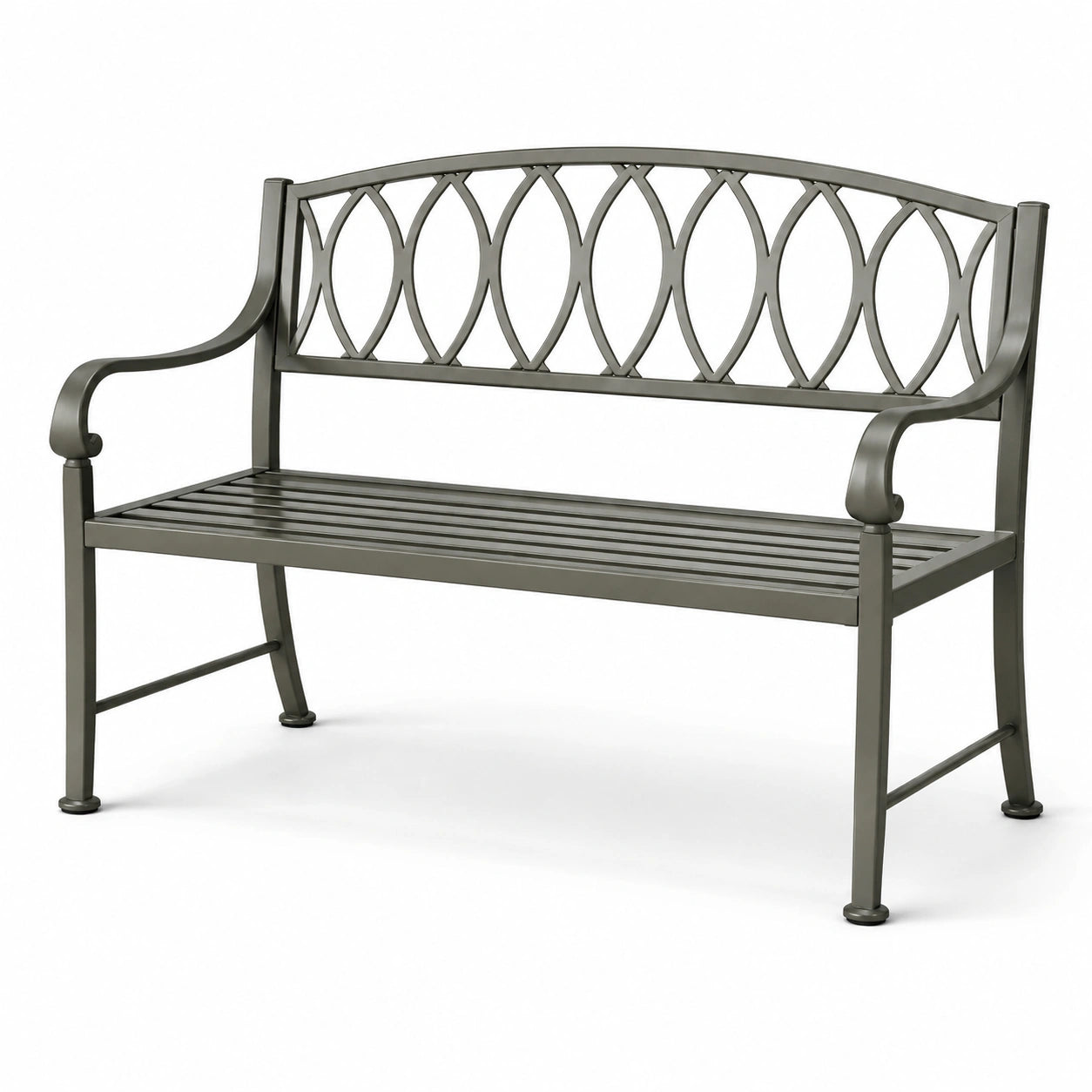Banc de jardin en métal gris 120 cm