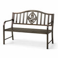 Banc de jardin en métal forgé avec motif floral, 127x60x85 cm, bronze