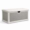 Coffre de rangement en plastique effet rotin gris clair 117cm x 45cm x 57cm