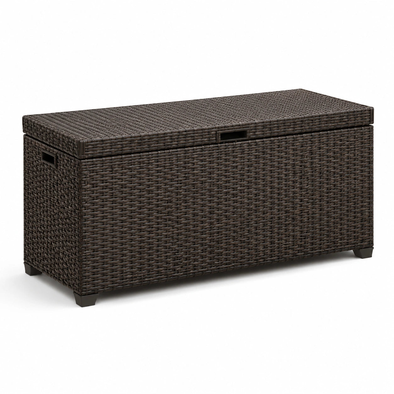 Coffre de rangement en rotin synthétique marron 120 cm