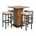 Ensemble table haute carrée en bois avec tabourets cadre en acier