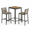 Ensemble table haute en métal noir avec tabourets corde synthétique brun