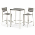 Ensemble table haute et tabourets en acier inoxydable et bois composite gris