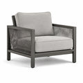 Fauteuil en aluminium et corde polyester avec coussin en tissu gris
