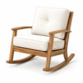 Fauteuil à bascule en bois de teck et tissu beige