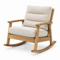 Fauteuil à bascule en bois et tissu beige