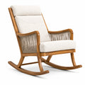 Chaise berçante en bois d'acacia et polyester beige