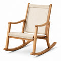 Chaise à bascule en bois et tissu beige