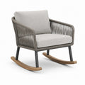 Fauteuil à bascule en corde, aluminium et tissu gris